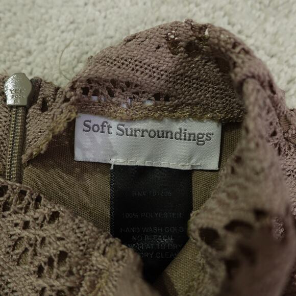 Soft Surroundings Womens Lace Tunic Long Sleeve Asymmetrical Hem Taupe Size XL - Picture 6 of 9